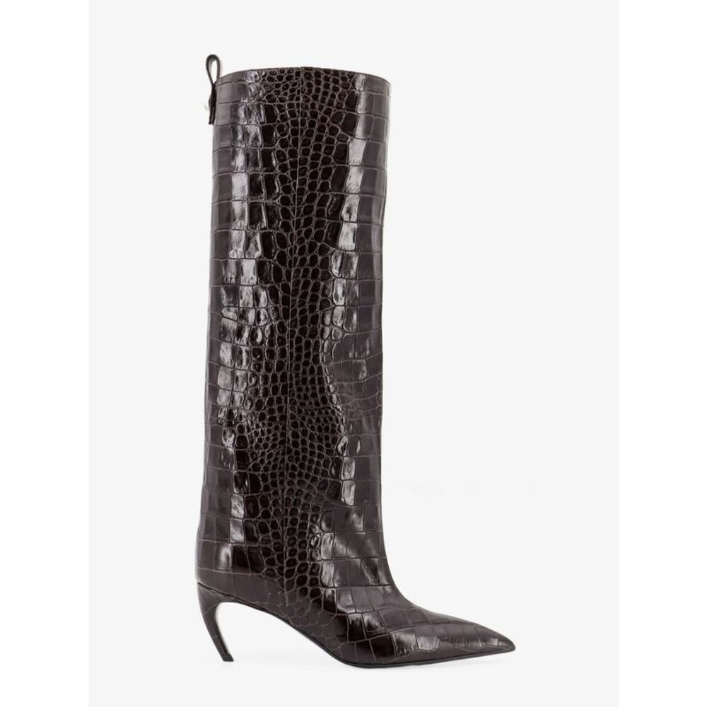 The Attico Women Lea Boots In Leather With Crocodile Print